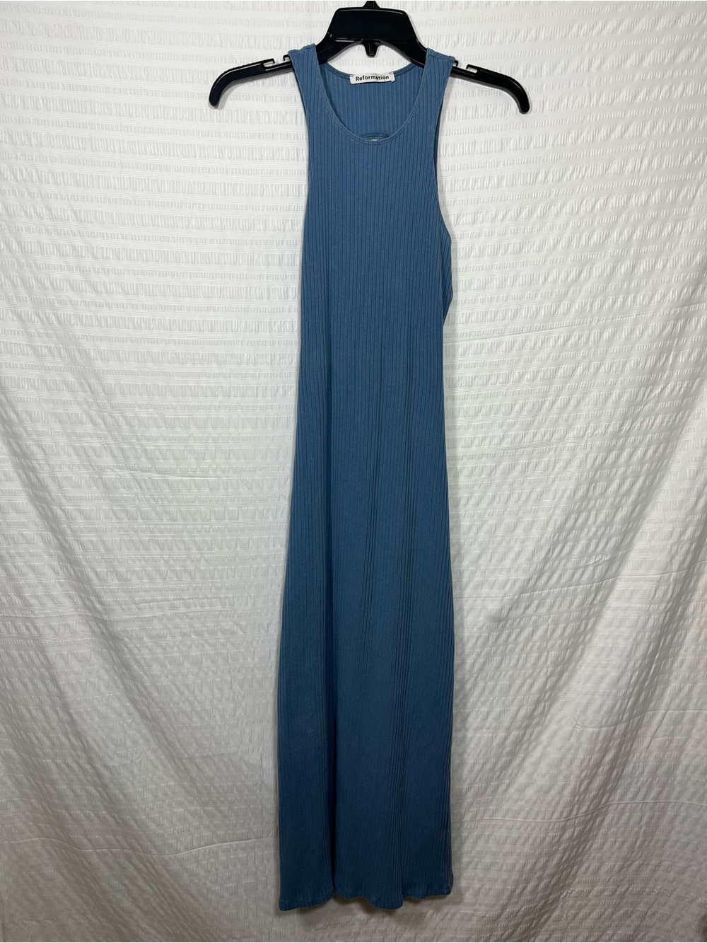 Reformation Slate Blue Ribbed Maxi Dress Size Small
